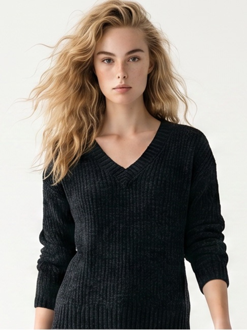 OLIVE & OAK | NEW Black Soft V-Neck Tunic Length Sweater Women’s Size Medium